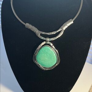 Silver and Turquoise Pendant Necklace